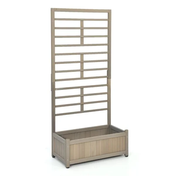 Jardinière avec Treillis en Bois de Sapin Pré-huilé 80 x 40 x 171 CM Bac à Fleurs pour Plante Grimpante avec Fond Amovible