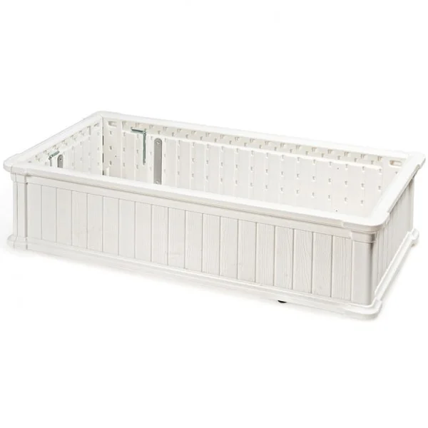 Jardinière en Plastique Bac à Plantes Rectangulaire pour Légumes et Fleurs 122 x 60 x 30 cm Blanc