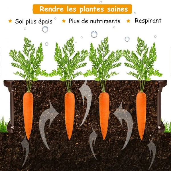 Jardinière en Plastique Bac à Plantes Rectangulaire pour Légumes et Fleurs 122 x 60 x 30 cm Blanc