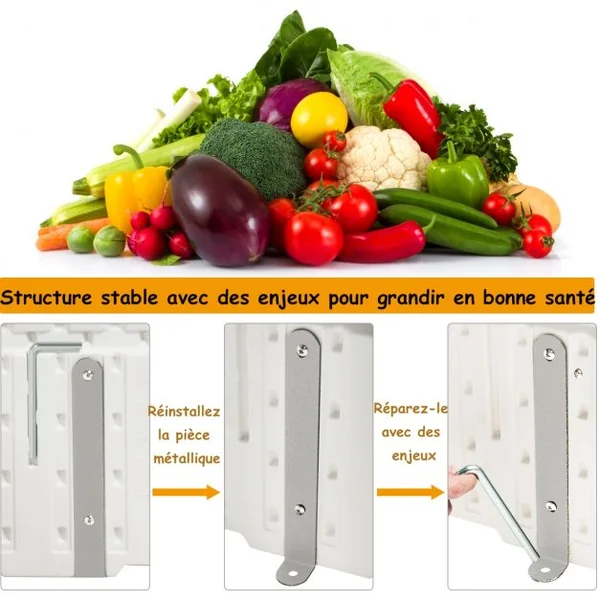Jardinière en Plastique Bac à Plantes Rectangulaire pour Légumes et Fleurs 122 x 60 x 30 cm Blanc