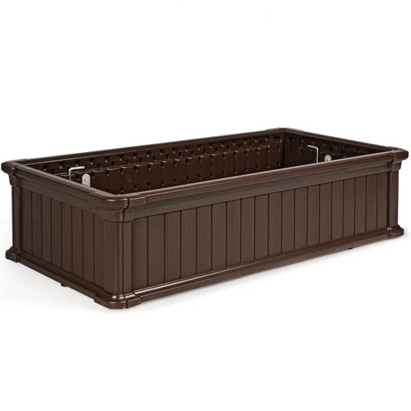 Jardinière en Plastique Bac à Plantes Rectangulaire pour Légumes et Fleurs 122 x 60 x 30 cm Marron