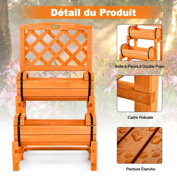 Jardinière sur Pieds avec Treillis en Bois de Sapin 45x45x80,5 CM Potager Cylindriques de Surélevée pour Extérieur/Intérieur