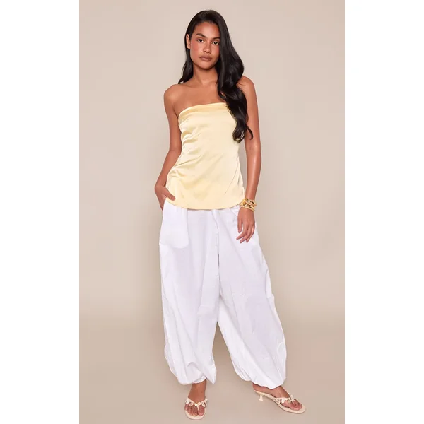 Jaune Beurre Bandeau En Satin Avec Détail De Laçage Au Dos