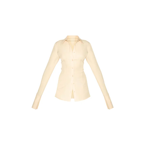 Jaune Beurre Chemise Cintrée Tissée À Fines Rayures