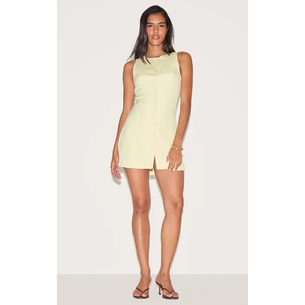 Jaune Beurre Combi-short Jupe-culotte En Lin Jaune Beurre Avec Dos Cintré