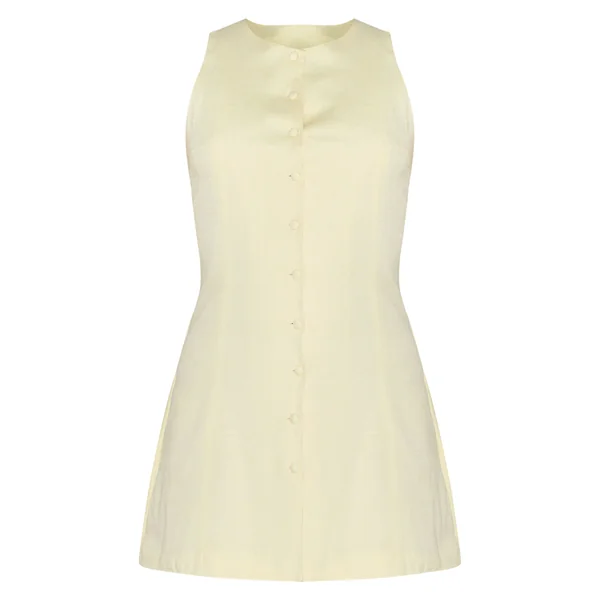 Jaune Beurre Combi-short Jupe-culotte En Lin Jaune Beurre Avec Dos Cintré