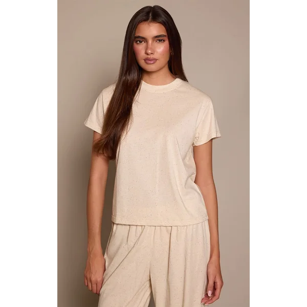 Jaune Beurre Ensemble Coordonné T-shirt Moucheté