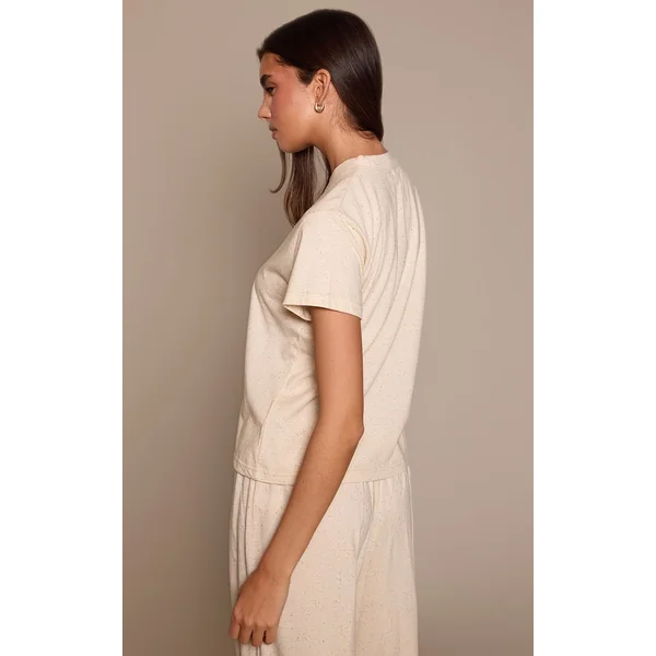 Jaune Beurre Ensemble Coordonné T-shirt Moucheté
