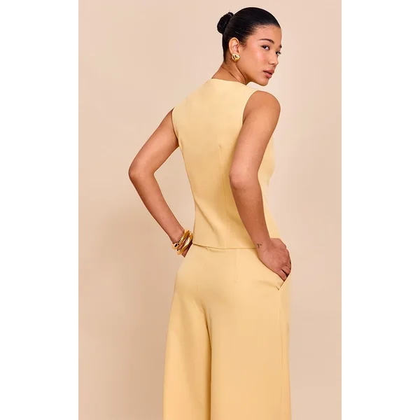 Jaune Beurre Gilet Ajusté En Tissu Tissé