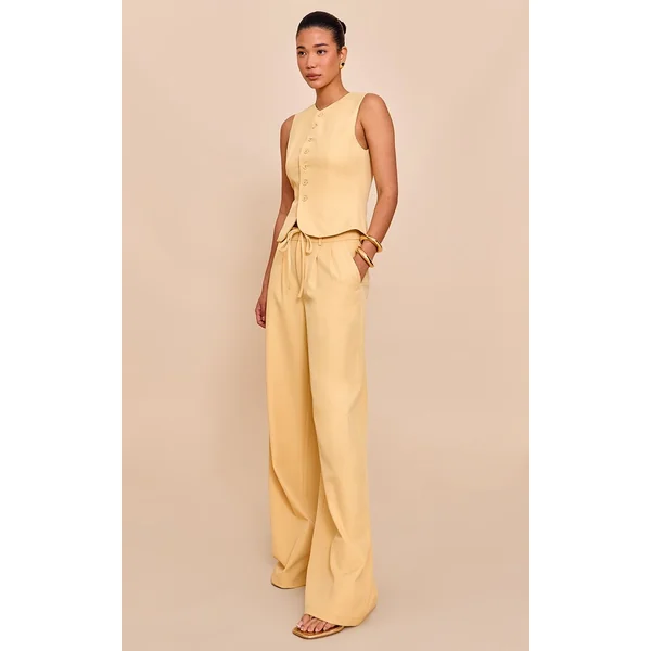 Jaune Beurre Gilet Ajusté En Tissu Tissé