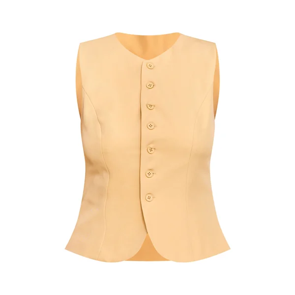 Jaune Beurre Gilet Ajusté En Tissu Tissé