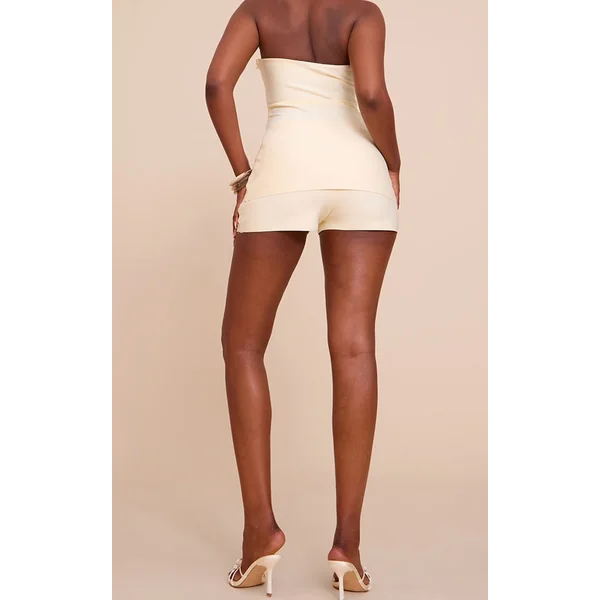 Jaune Beurre Short Taille Mi-haute Ajusté Style Bandage