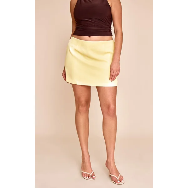 Jaune Citron Jupe Mini Trapèze Tissée Grande Taille
