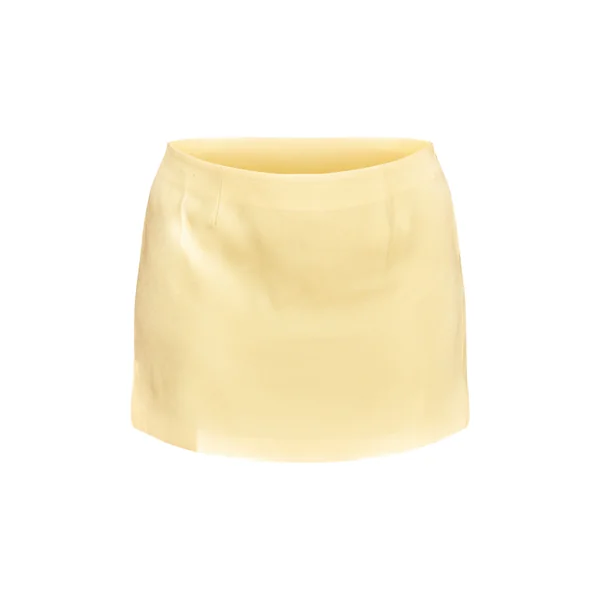 Jaune Citron Jupe Mini Trapèze Tissée Grande Taille