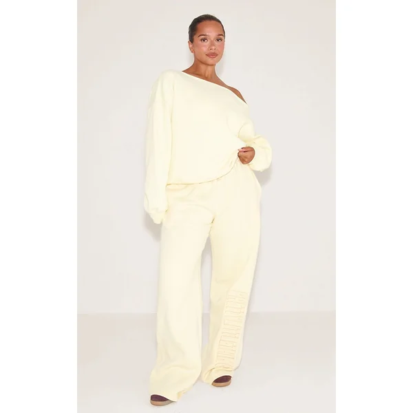 Jaune Citron Sweat Shape À Bords Bruts Et Épaule Tombante