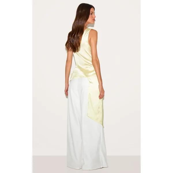 Jaune Haut Asymétrique En Satin