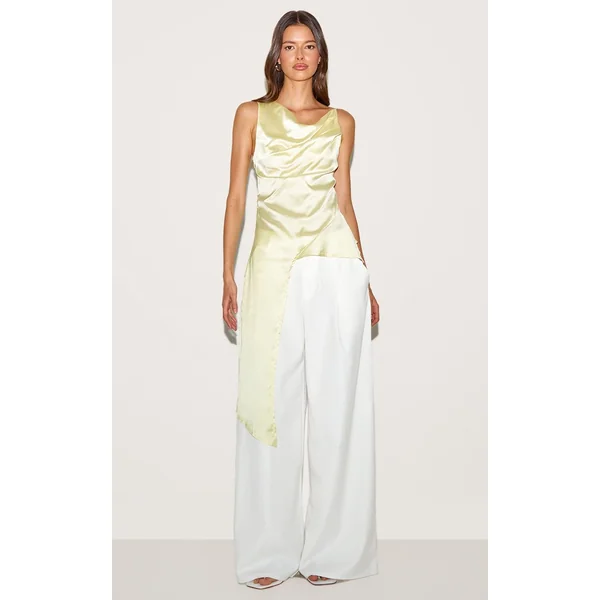 Jaune Haut Asymétrique En Satin