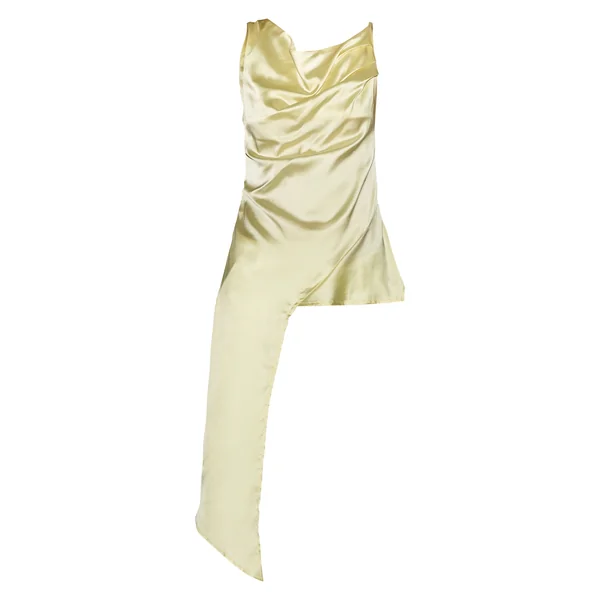 Jaune Haut Asymétrique En Satin
