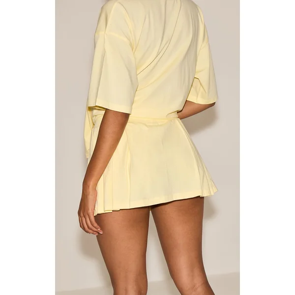 Jaune Jupe-short De Tennis Mini Plissée À Rayures Coordonnée