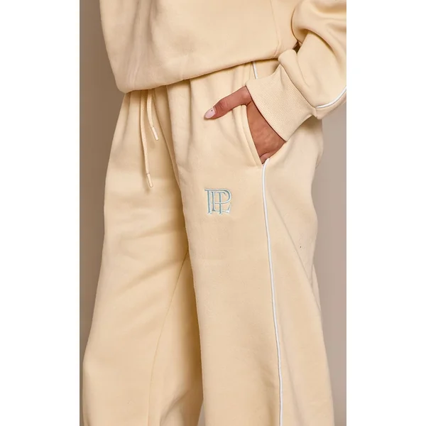 Jaune Pâle Joggers Resserrés Avec Passepoil Contrasté Plt
