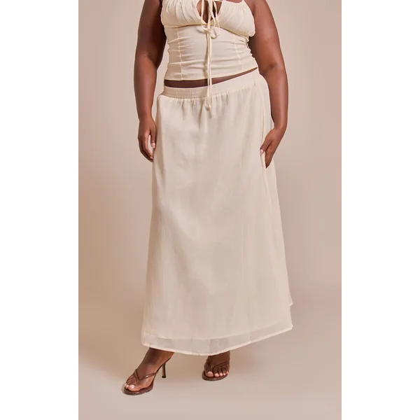 Jaune Pâle Jupe Maxi Fluide En Mousseline Grande Taille