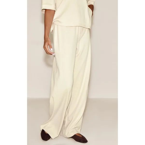 Jaune Pâle Pantalon Large À Boutons