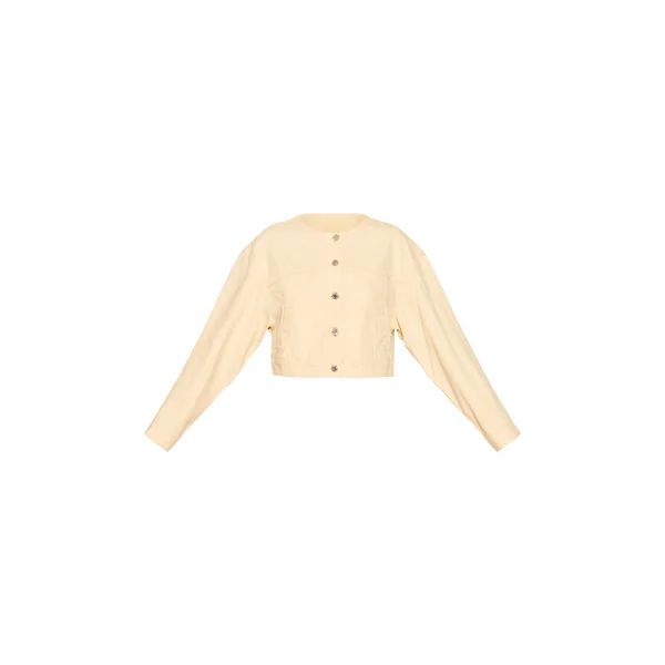 Jaune Pâle Veste En Jean Courte Sans Col