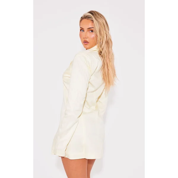 Jaune Robe Blazer Oversize À Boutons Texturée