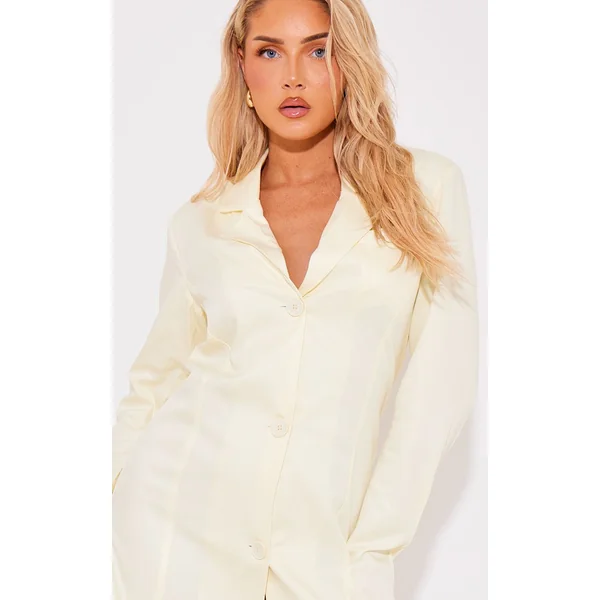 Jaune Robe Blazer Oversize À Boutons Texturée