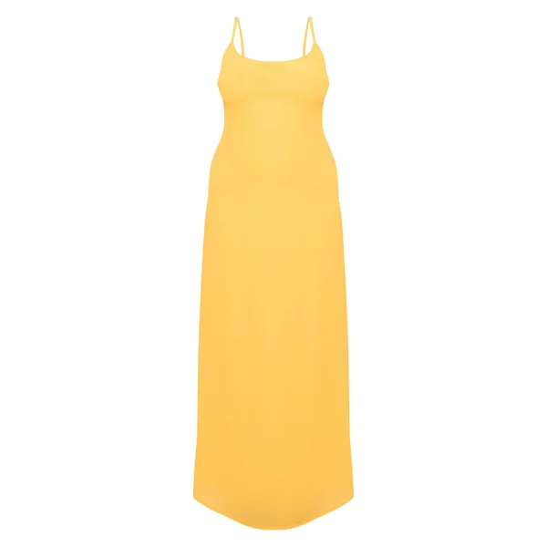 Jaune Robe Longue Grande Taille En Mousseline À Fines Bretelles