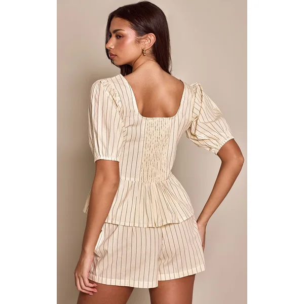 Jaune Short En Coton À Rayures