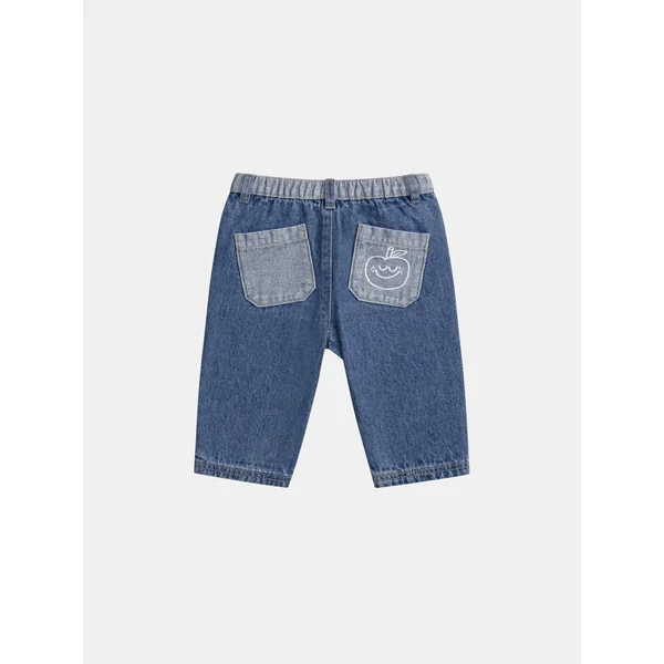 Jean bleu bicolore motif pomme pour bébé garçon - Soins Bébé Naturels & Produits Maman Après Naissance
