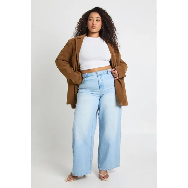 Jean Grande Taille Coupe Ample Taille Cintrée Avec Ajusteur