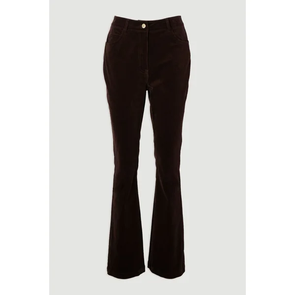 Jean Grande Taille en Velours Côtelé Stretch Évasé