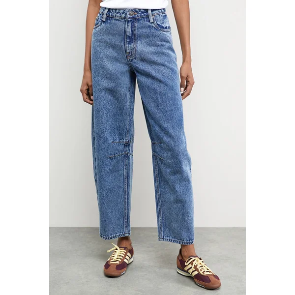 Jean Taille Moyenne à Jambes Barrel avec Pinces