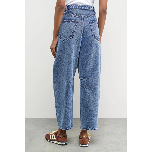Jean Taille Moyenne à Jambes Barrel avec Pinces