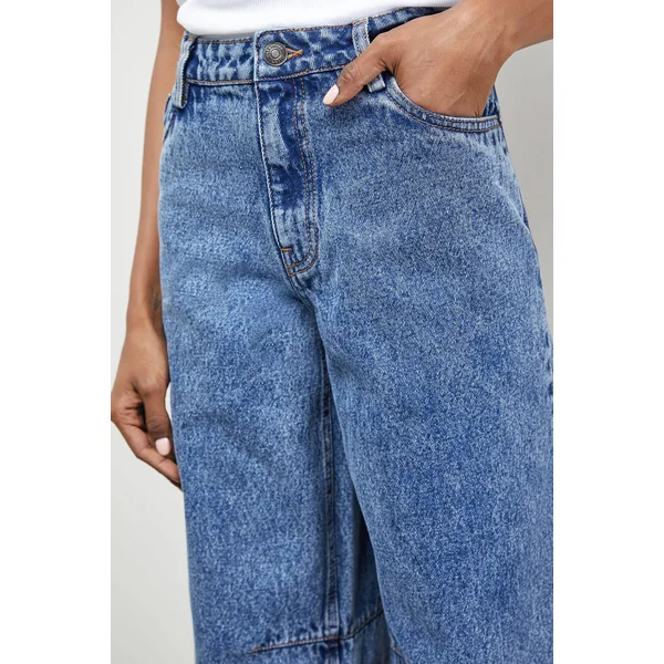Jean Taille Moyenne à Jambes Barrel avec Pinces
