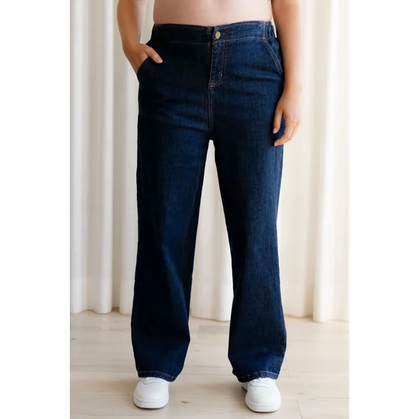 Jeans - coupe relaxed (taille élastique) - indigo