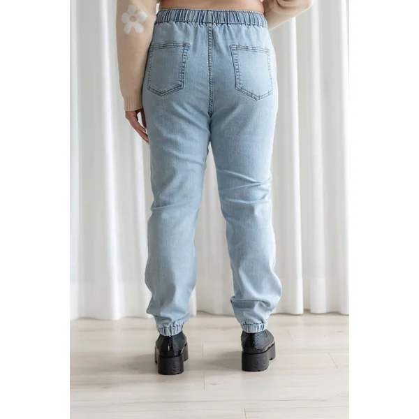 Jeans à taille élastique - bleu pâle