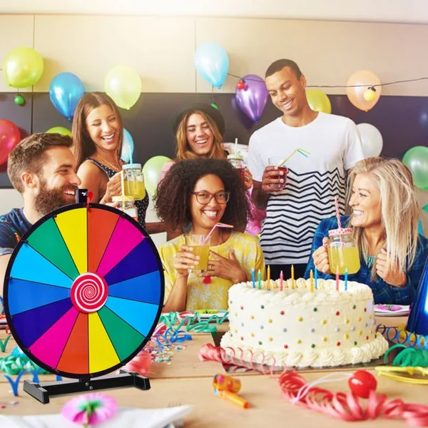 Jeu de Roue de la fortune de table 18 pouces (φ 48cm) personnalisable jeux de société avec stylo effaçable, 2 pointeurs