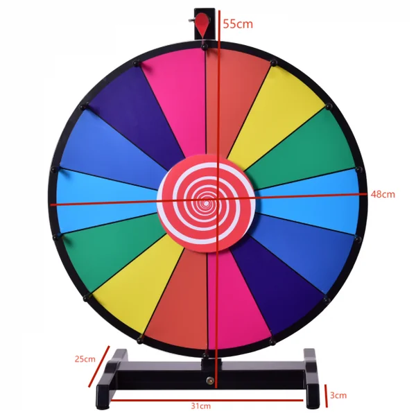 Jeu de Roue de la fortune de table 18 pouces (φ 48cm) personnalisable jeux de société avec stylo effaçable, 2 pointeurs