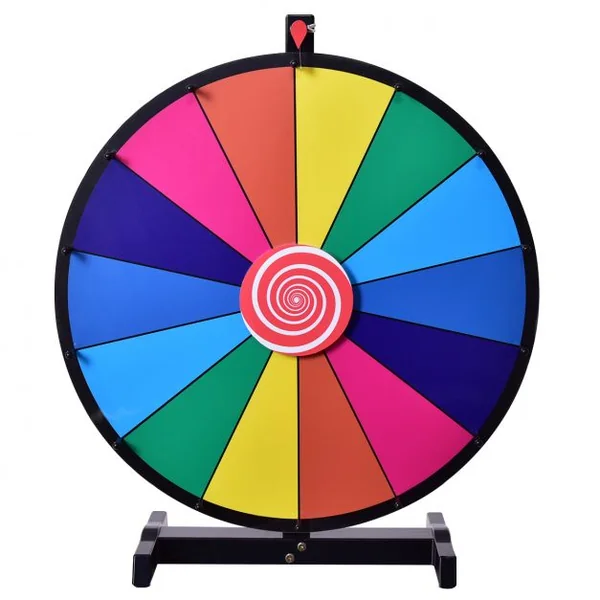 Jeu de Roue de la fortune de table 24 pouces (φ 60cm) personnalisable jeux de société avec stylo effaçable, 2 pointeurs