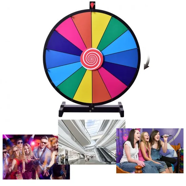Jeu de Roue de la fortune de table 24 pouces (φ 60cm) personnalisable jeux de société avec stylo effaçable, 2 pointeurs