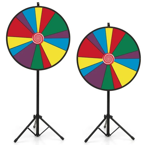 Jeu de Roue de Prix de 76 cm Roue de Prix Rotative Réglable en Hauteur avec Support Jeu de Fortune Réunion de Famille