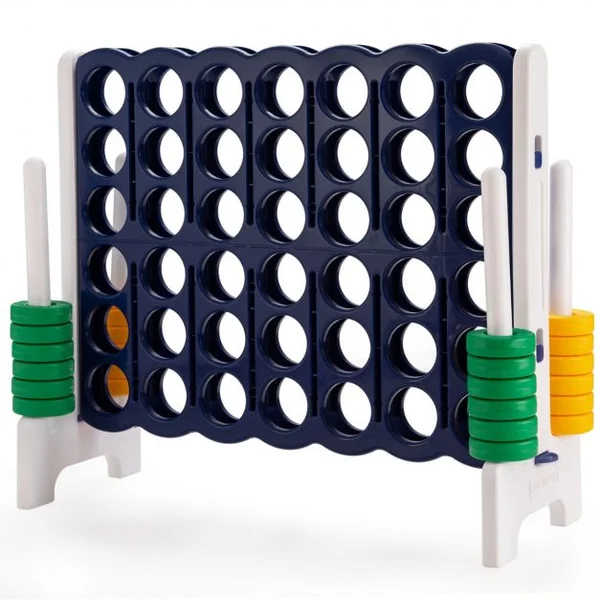 Jeu Puissance 4 Géant avec 42 Anneaux et 2 Leviers de Redémarrage pour Fête Intérieur Extérieur 120x42x104cm Bleu