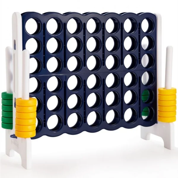 Jeu Puissance 4 Géant avec 42 Anneaux et 2 Leviers de Redémarrage pour Fête Intérieur Extérieur 120x42x104cm Bleu