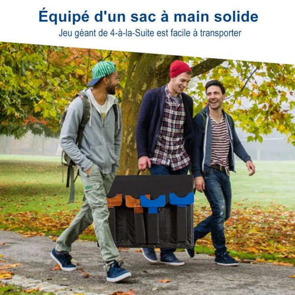 Jeu Puissance 4 Géant en Bois avec 42 Pièces en Plastique Jeu de Société avec Pieds en Bois Massif Sac de Transport 83,5 X 20,5 X 71,5 cm Blanc