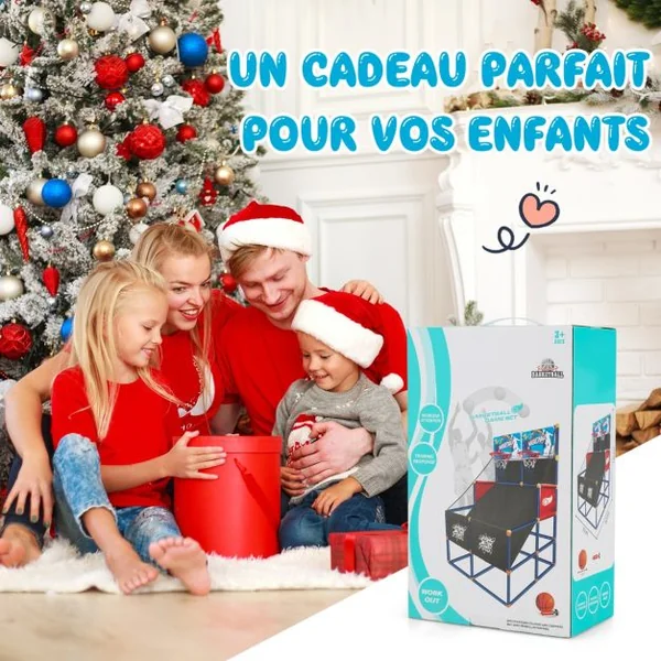 Jeux de Basketball Arcade à double tirs enfants avec 4 balls et 2 Paniers Panier de Basketball double Intérieur et Extérieur pour enfants de 3 ans+