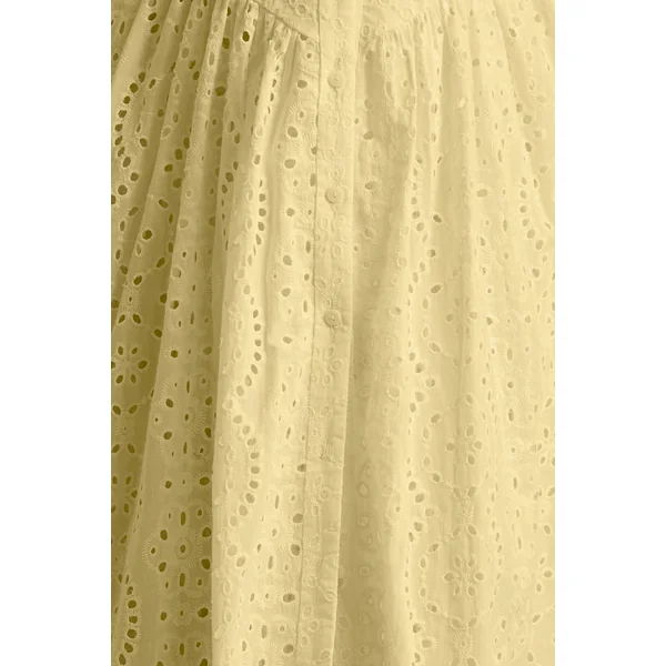 Jezebel | Robe mi-longue jaune à col avec décolleté plongeant en dentelle