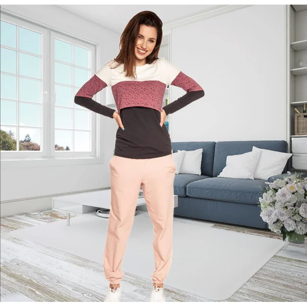 Jogging de grossesse effet seconde peau Vegan - Noir/Rose - Reste S, L, XL